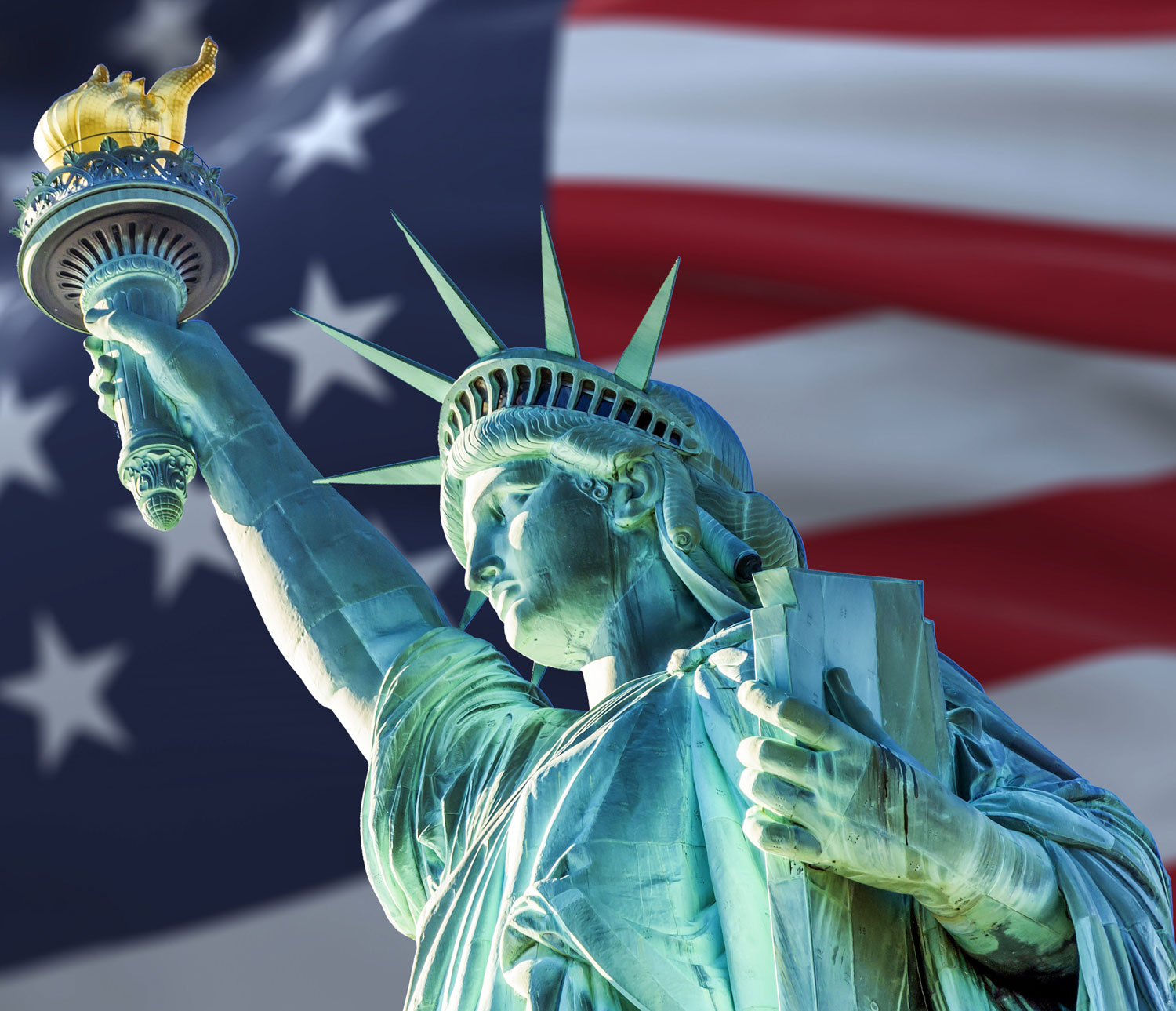 Statue of Liberty and U.S Flag image Statue of Liberty and U.S Flag photo